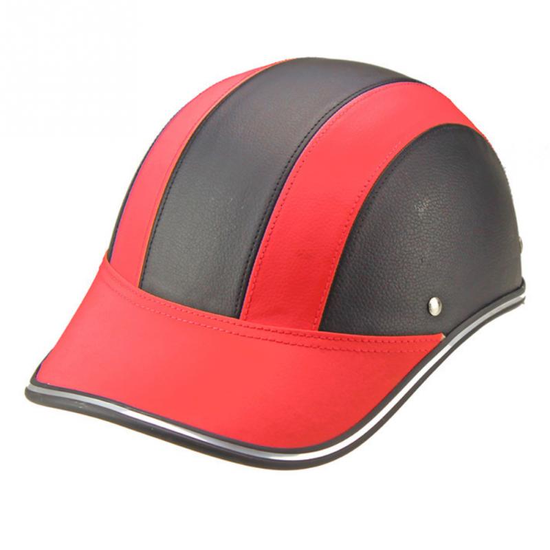 Sport Fietsen Baseball Cap Helm Outdoor Veiligheid Motorfiets Fiets Duurzaam Kleurrijke Warme Lederen Half Helm: Red