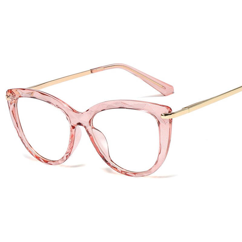 LNFCXI TR90 Women's Transparent Glasses Frames Metal Spring Leg Female Crystal Multi Section Eyeglasses Frames Oculos: C5 Pink