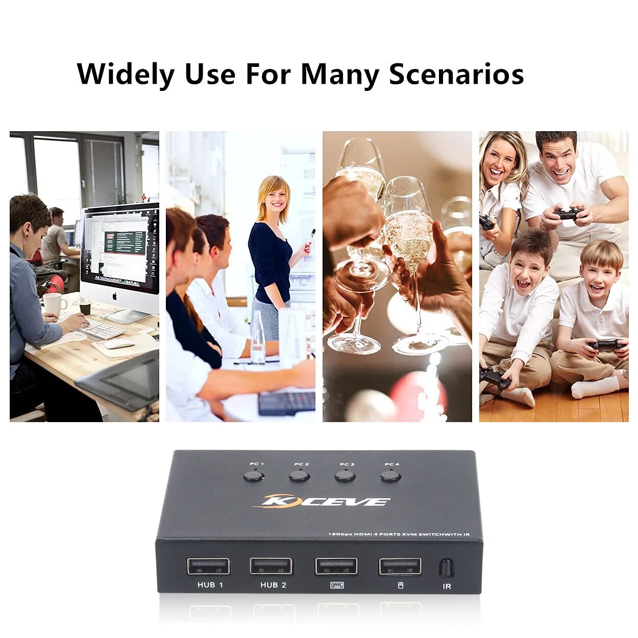 KVM Switch HDMI-Compatible 4 Port Box 4K@60Hz USB ... – Grandado