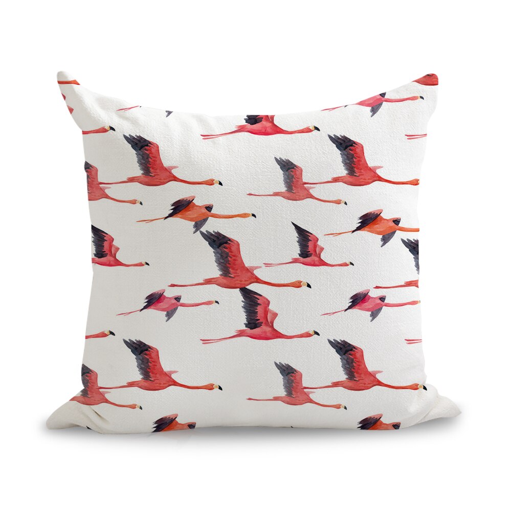 Flamants roses tropicaux ananas motif oreillers lin canapé siège coussin jeter oreiller décor à la maison: Black / inner included