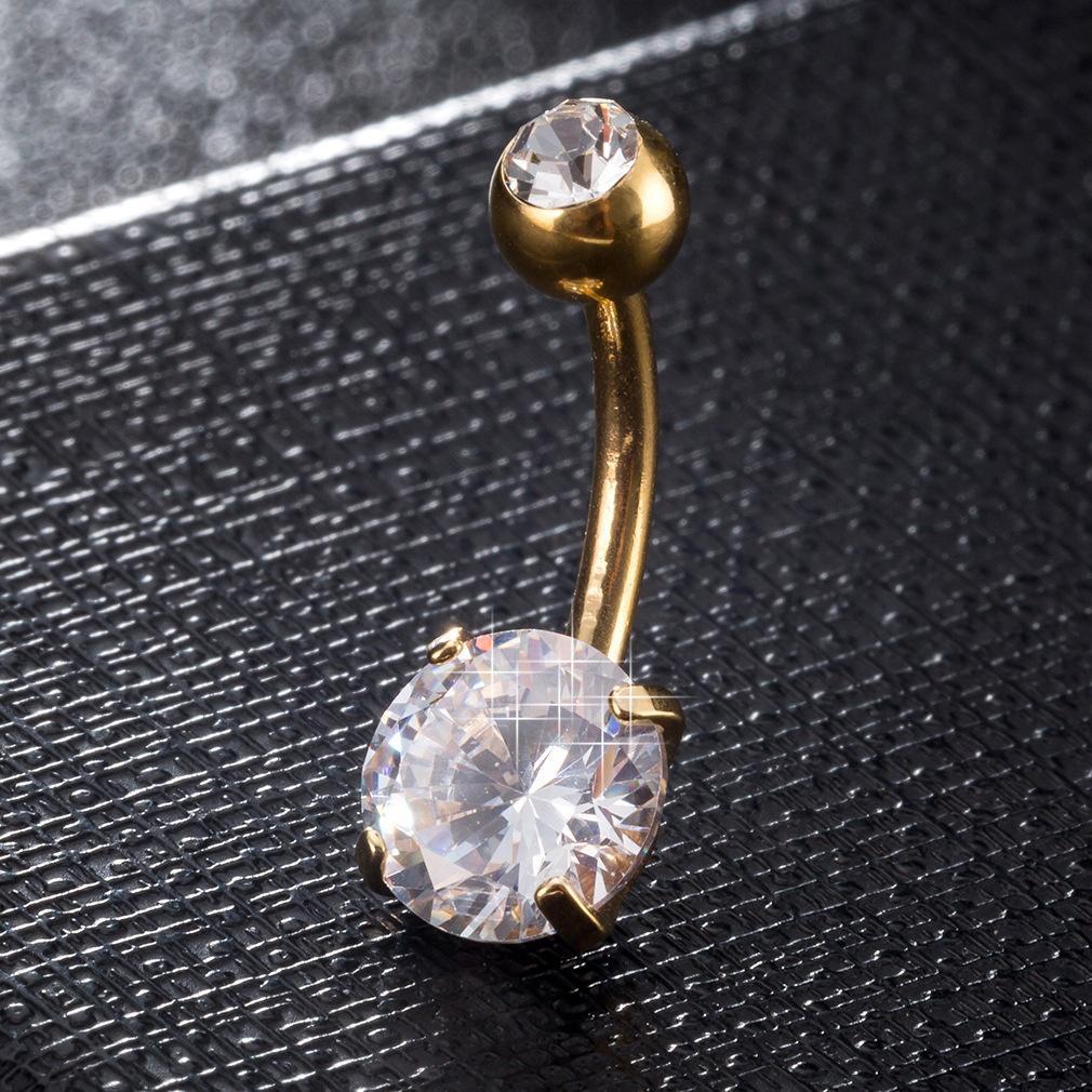 MJARTORIA Sexy Vrouwen Goud Kleur Navel Piercing Navel Lichaam Sieraden Crystal Zircon Steentjes Ronde Body Ring Sieraden: gold