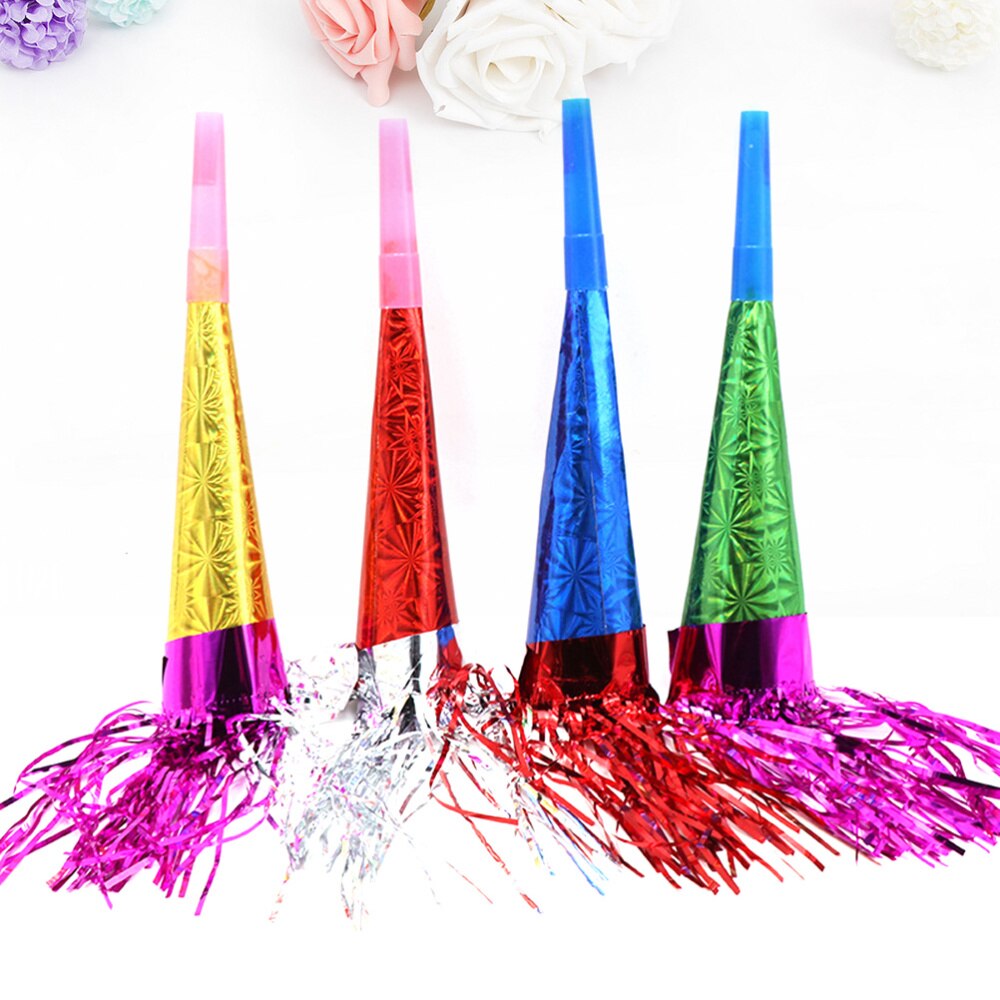 25pcs Whistle Chic Stylish Birthday Party Plastic Whistles Party Paper Whistle Party Atmosphere Props Party Trumpet Whi