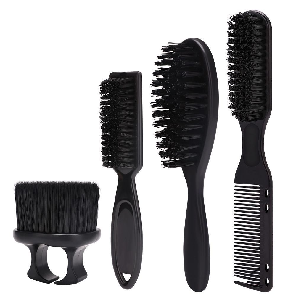 Heren Gezicht Stofdoek Baard Borstels Set Kapper Haar Knippen Schoonmaken Nek Stofdoek Haarborstel Salon Kappers Styling Tools Benodigdheden: Black