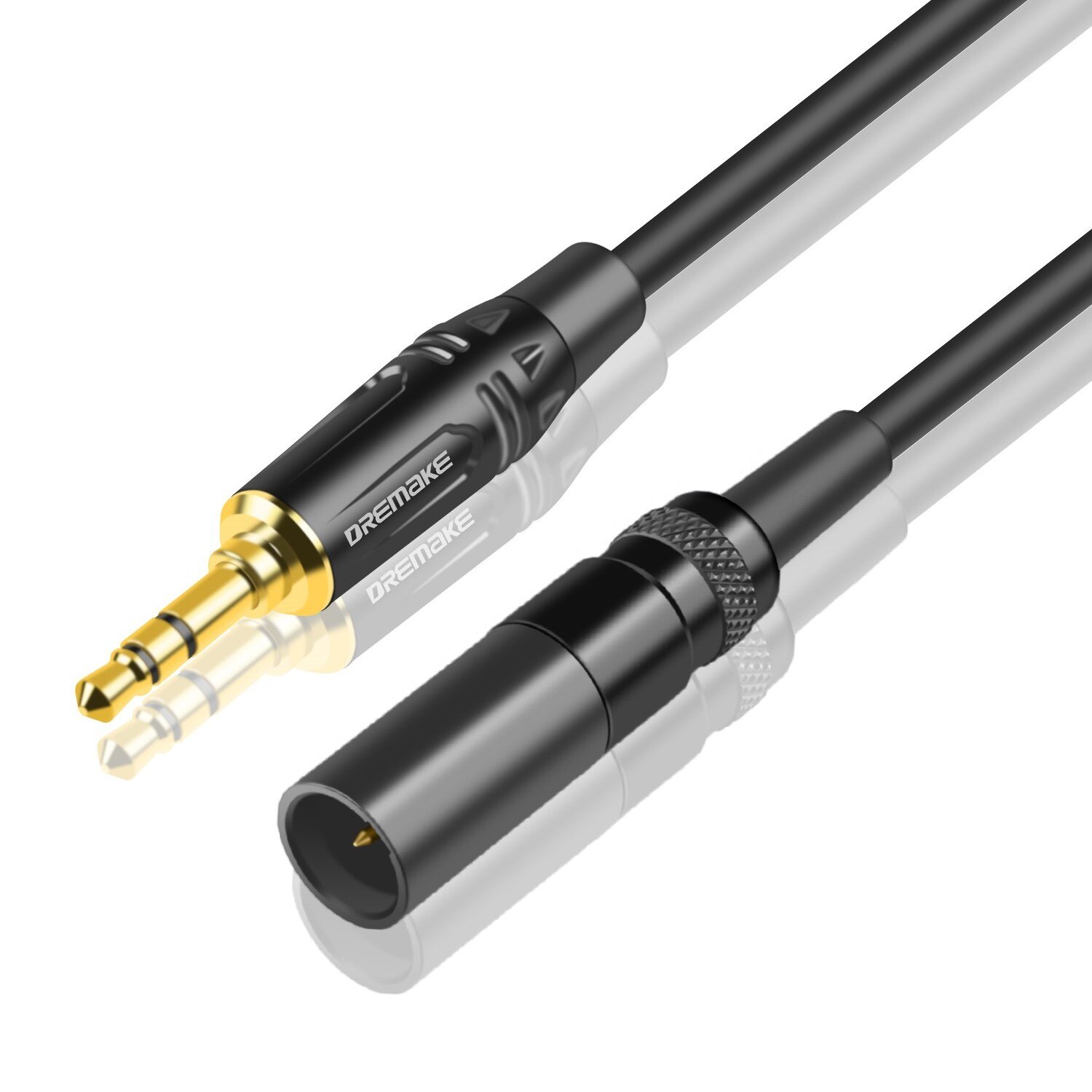 DREMAKE Mini XLR Male to 3.5mm Stereo Audio Cable Converter Mini XLR 3-Pin Male to 3.5mm 1/8‘’ TRS Male Headphone Adapter Cable: 0.3m