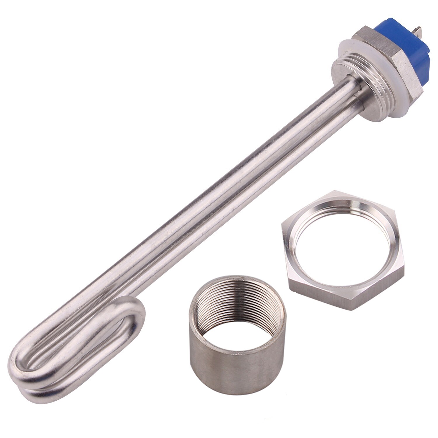AIICIOO 1"BSP Thread Immersion Heater SUS304 Water Heating Element for homebrew DN25 32mm 220v 1KW/2KW/3KW Tube Heater: 1kw / locknut accessoris