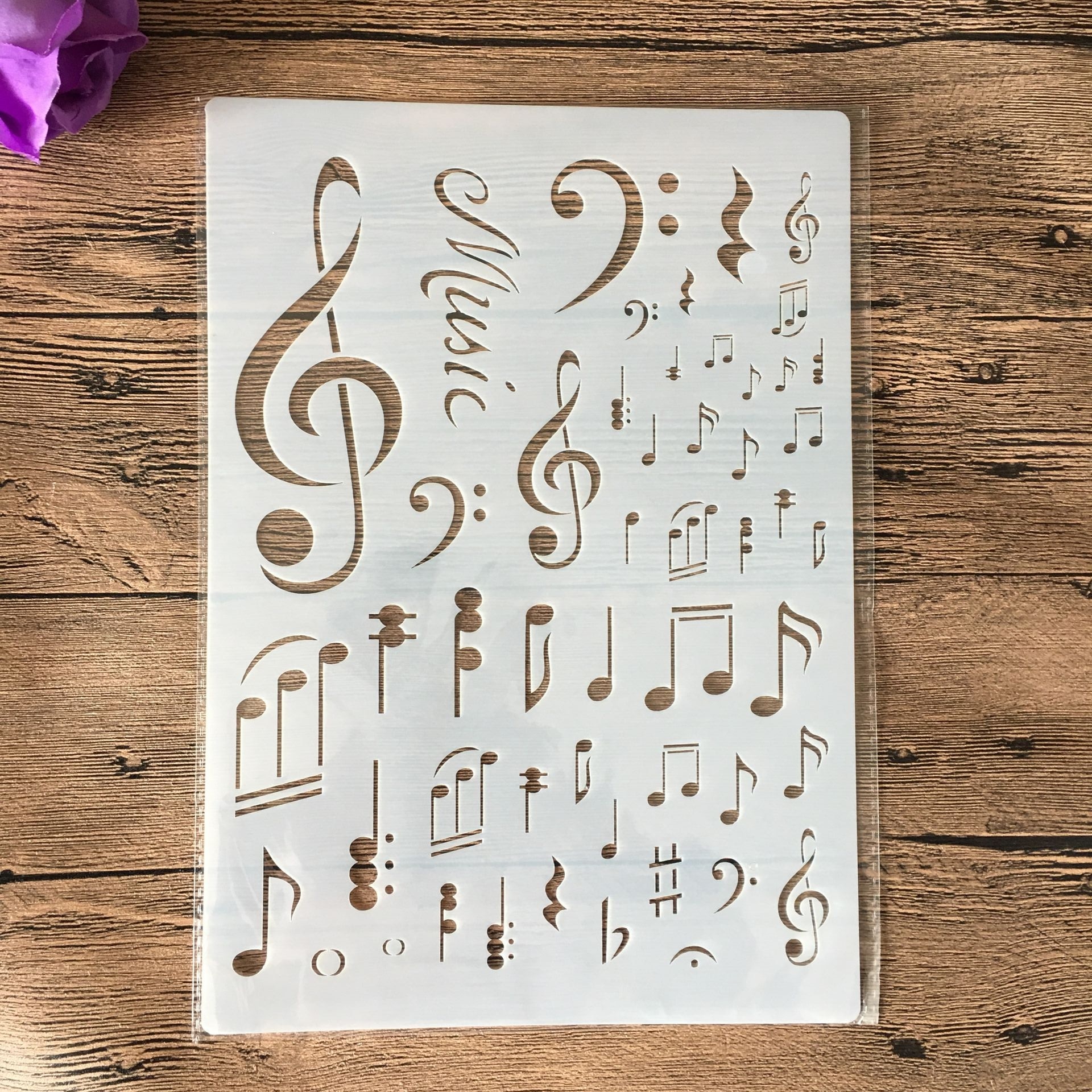 A4 nota musicale stencil fai-da-te pittura murale Scrapbook colorazione goffratura Album modello di carta decorativa, torta da parete