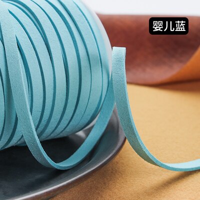 5MM 5yards Flat Faux Suede Braided Cord Leather Korean Velvet Leather Belt for Jewelry Making Diy Handmade Bracelet: blue