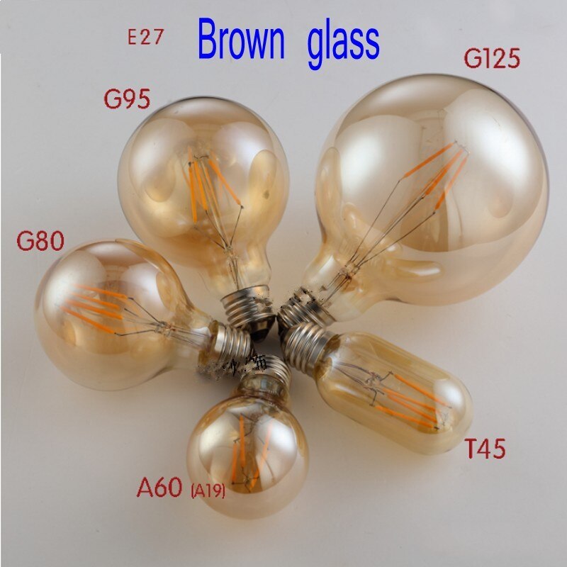 Vintage Led Lamp Edison Licht ST64 A60 A19 G80 G95 G125 Bal Lamp Goud Tint E27 2W 4W 6W 8W Verlichting Super Warm Dimbare
