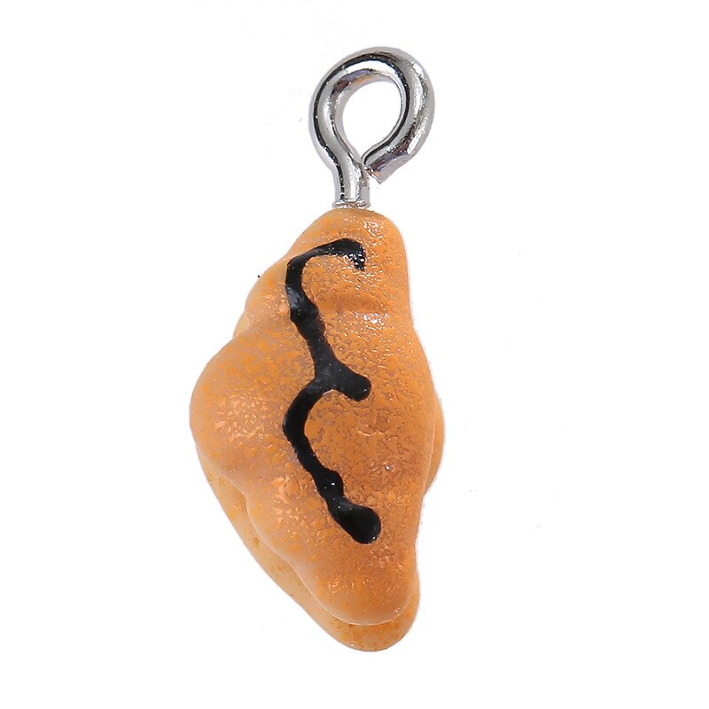 10 sztuk sztuczna żywność żywica Charms chleb ciasto ciasteczka Charms dla bransoletki tworzenia biżuterii Kawaii śliczny wisiorek, breloczek akcesoria: Posrebrzane