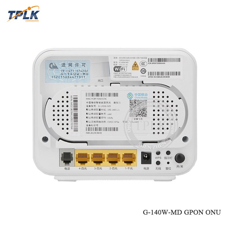 Original Alcatel Lucent G-140W-MD GPON ONU/ONT,With 1GE+3FE+WiFi+1Tel+1USB Port,English/Chinese Firmware,HGU Router Mode