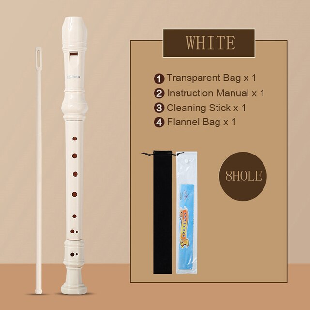 6/8 Holes Long Flute Soprano Recorder Flute Instrument For Children Educational Tool Beginner C Key Unique Sound Structure: WHITE 8 8Hole