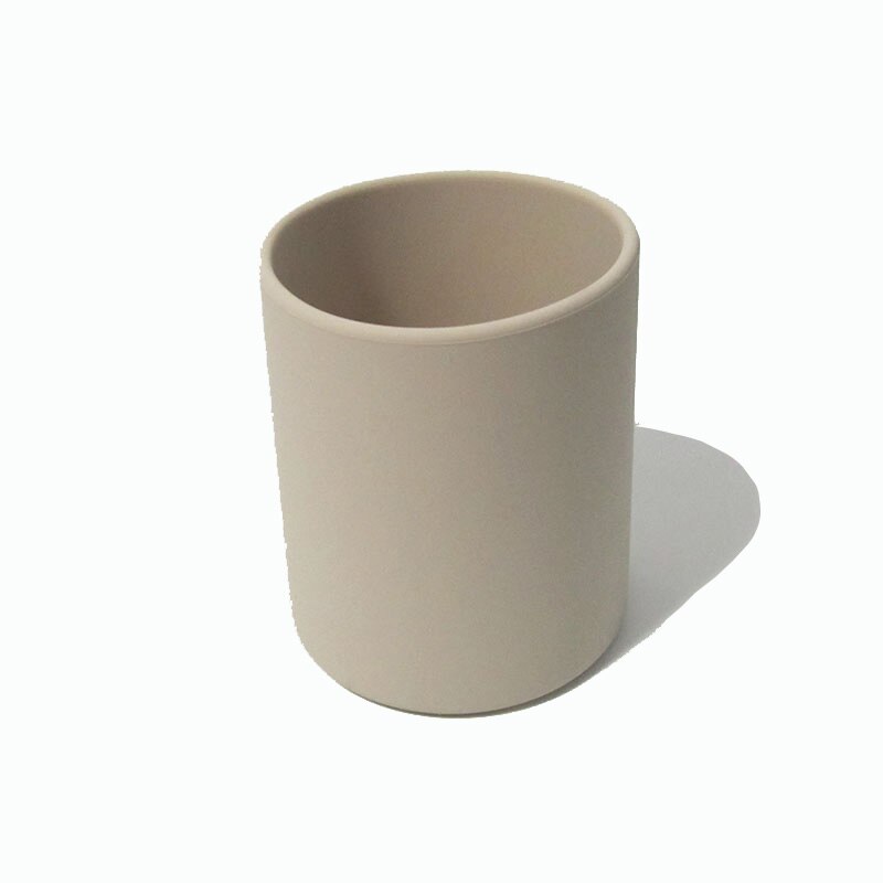1PCS Baby Silicone Cup Food Grade Silicone kids Feeding Cup Infant Toddler Tableware Drinking Cup BPA Free 250ML Heat-resistant: khaki