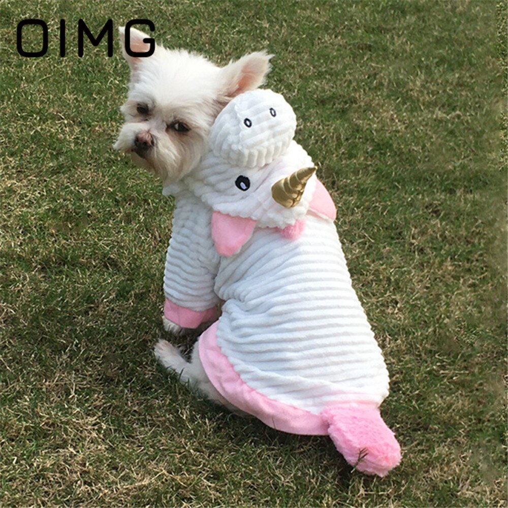 OIMG Autumn Winter Small Dogs Hoodies Unicorn Dog Clothes For Pet Clothing Pomeranian Bichon Cartoon Puppy Outfits Costume