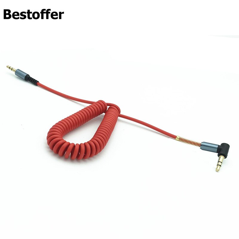 Red Flexible Spring Coiled DC 3.5mm AUX 1.5M Cable Mini Jack Male Audio Auxiliary Lead PC Car