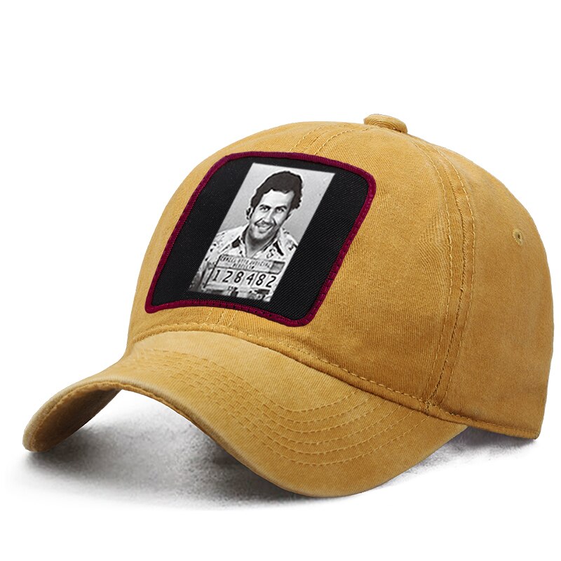 Gorra de béisbol de Pablo Emilio Escobar Gaviria para mujer, gorro de béisbol estilo Harajuku, Hip Hop, padre, camionero sólido, Snapback, Boinas de cola de caballo: Yellow 6