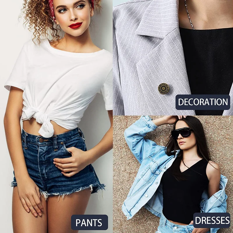 20/10Stck Abnehmbare Jeans Schraube Geschmack Druckknopf Schlauch Stifte Nagel Kostenloser Jeans Einstellbare Taille Legierung Schnallen näHenne Zubehör
