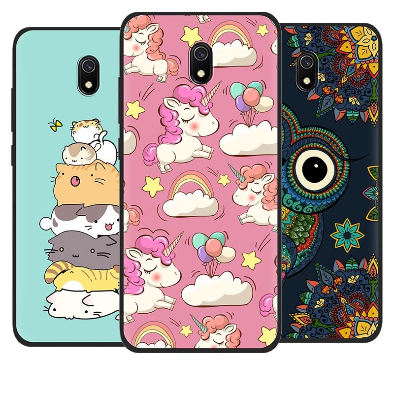 Anti-knock Copertura Posteriore Del Telefono Per Xiaomi Redmi 8A Colorato Copertura Del Telefono di TPU Dipinta di Disegno posteriore Alla Moda