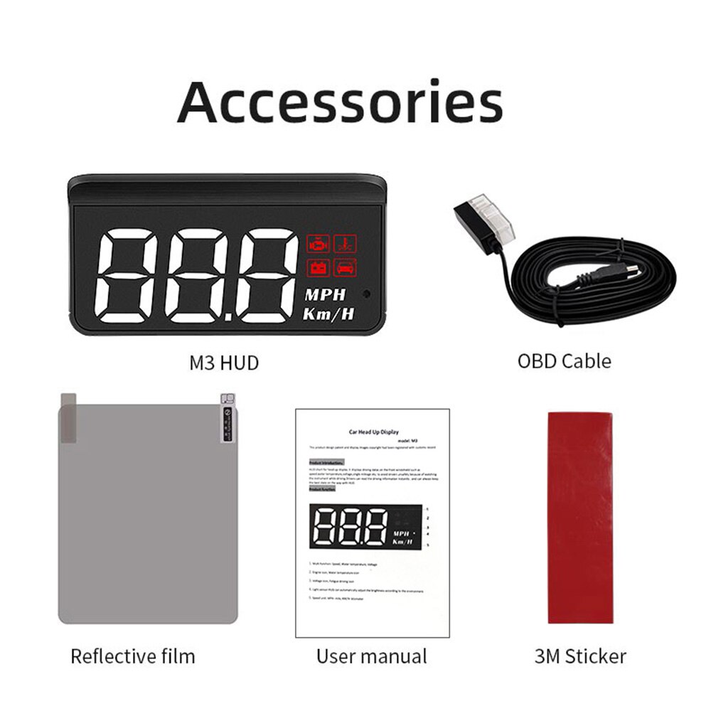 D5000 M3 Car Head Up Display OBD2 Diagnostic Tool HUD Display Digital Security Alarm Speedometer Windshield Screen Projector: M3