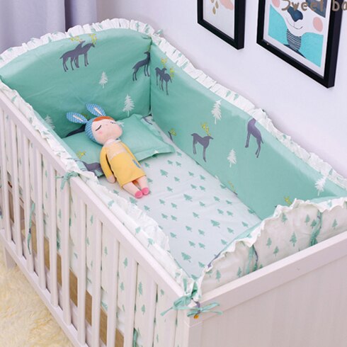 Bambino Letto Paraurti Culla Paraurti di Protezione 100% Della Stampa di Cotone Molle di Sicurezza Del Bambino Del Bambino di Sonno Set di Biancheria Da Letto Per Il Bambino Appena Nato Paraurti: elk 120x60