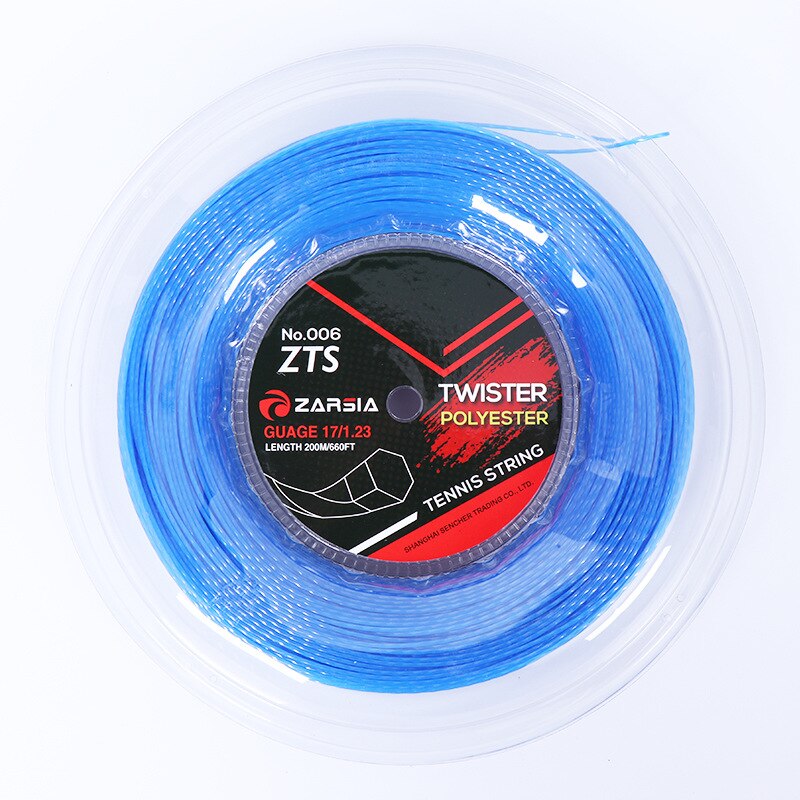 Zarsia Blauw Twisted Tennis Lijn Hexagonal Geneste Tennis Polyester Harde Lijn Tennisracket Lijn 200M Grote Spoel Lijn-40