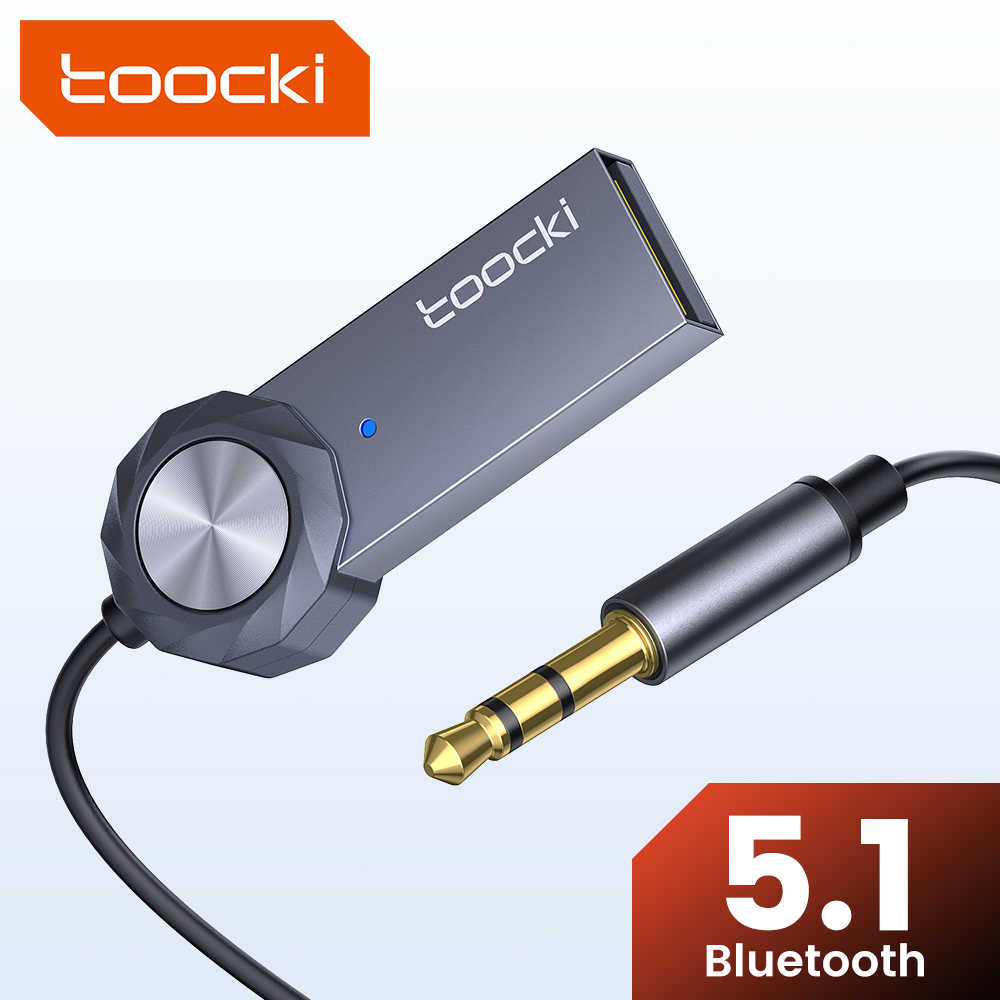 Toocki Bluetooth 5.1 Car Audio Reciver Adapter Dongle Lente Kabel USB naar 3.5mm Jack handsfree Kit voor Car Audio BT Zender
