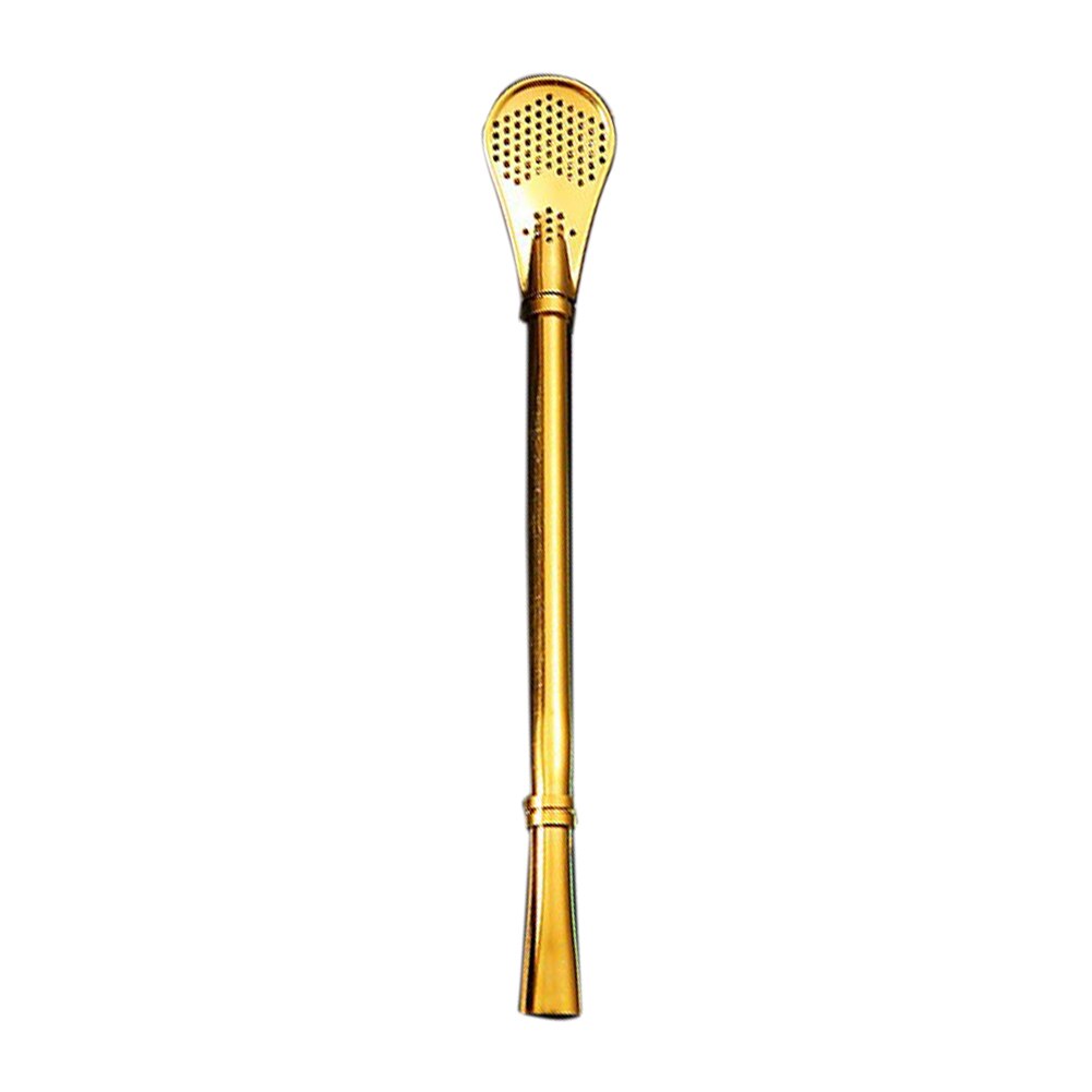 1pc Drinking Straw Stainless Steel Yerba Mate Straw Gourd Bombilla Filter Spoons Reusable Metal Pro Tea Tools Bar Accessories: Gold