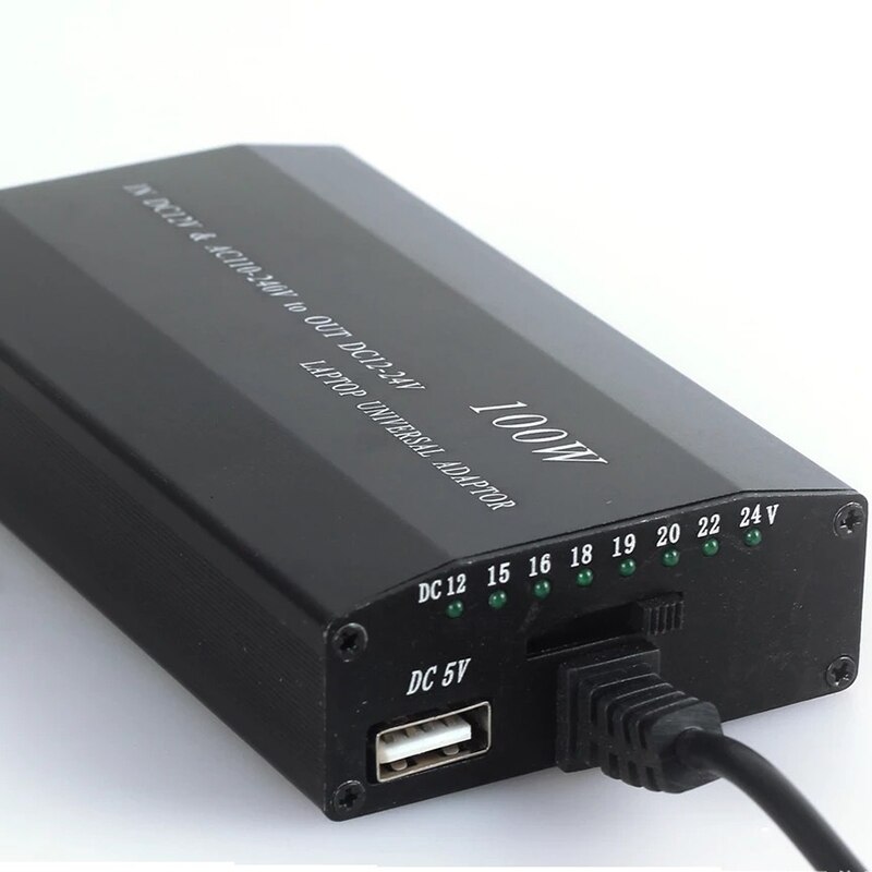 Universal 5V-24V AC Power Adapter Adjustable Car Home Charger USB5V Power Supply 100W 5A Laptop with 34Pcs DC Connector