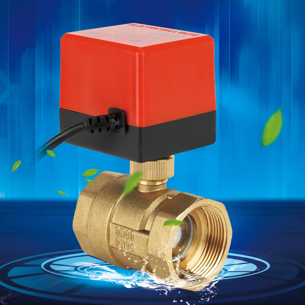 DN40 motorized electric 2-way brass ball valves DN40 DC 24V 2 way 3 wire -with actuator cable for gas water oil