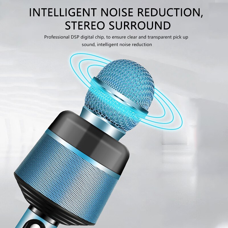 Micrófono inalámbrico Q008 con Bluetooth para Karaoke, condensador con USB, altavoz de mano con micrófono para cantar en teléfono móvil