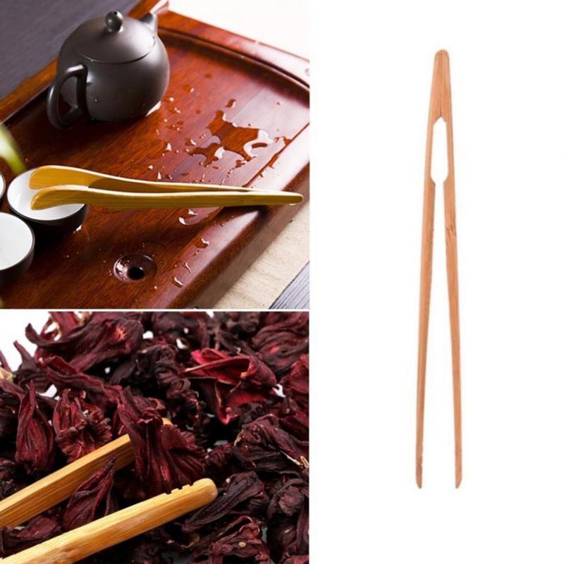 Tongs alimentaires en bois de bambou, Bacon, sucre, thé glacé, salade maison