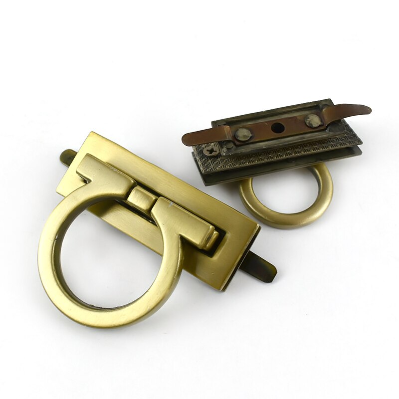 Meetee 2/4Pcs Metal Clasp Turn Twist Lock Handbag Rectangle Closure Decor Buckles DIY Bag Leather Craft Hardware Accessories: 45x17mm-4Pcs / Brass