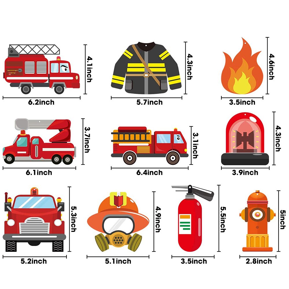 30Pcs Fire Truck Swirls Decorations Fireman Hanging Whirl Streamers Party Supplies for Children Fire Theme Birthday Room Decor