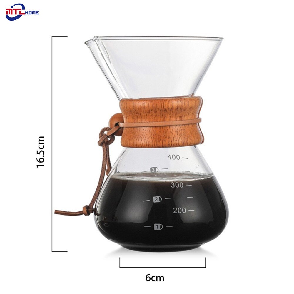 High-Temperature Resistant Glass Coffee Maker Coffee Pot Espresso Coffee Machine With Stainless Steel V60 Filter