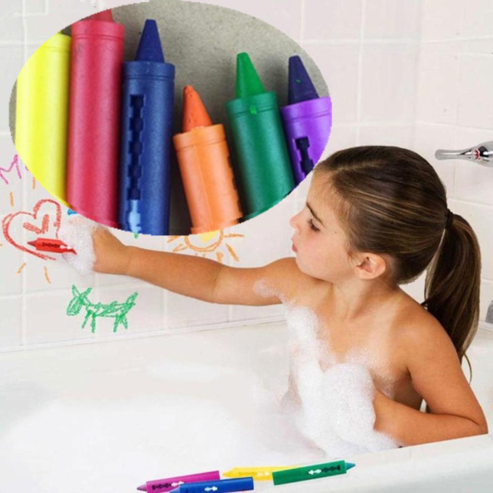 Rctown 6 stk / sæt badeværelse farveblyant sletbart graffiti legetøj doodle pen til baby børn badning