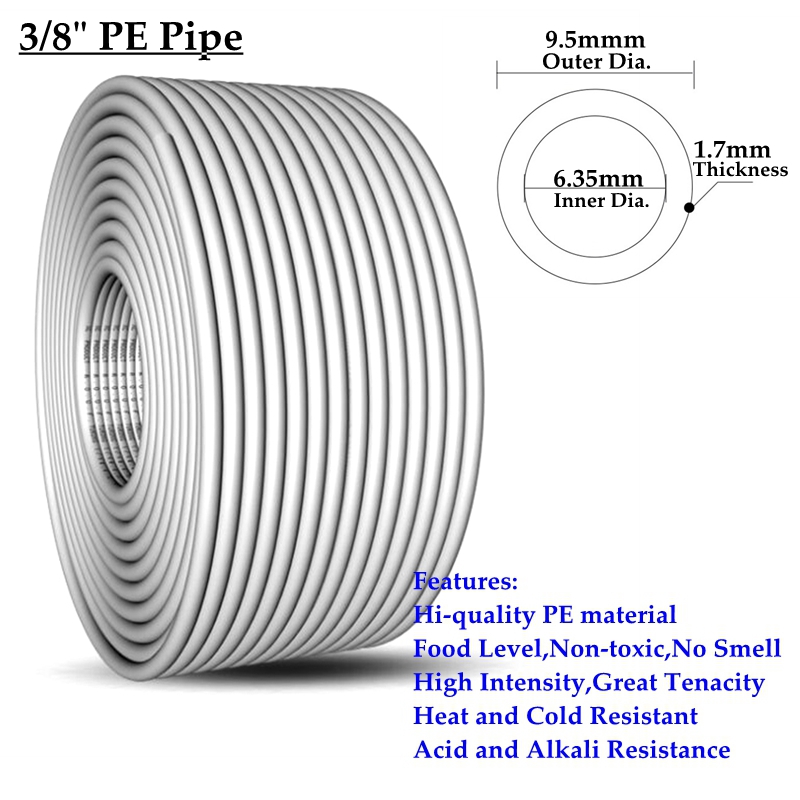 100m/Roll 1/4" 3/8" PE Pipe Food Grade Water Purifier Pipe Hi Soft Tube Aquarium Flexible Hose RO Water Pipe: 3l8 Inch Pipe