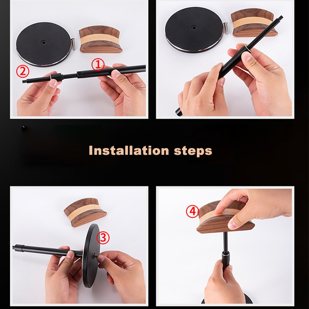 JINSERTA Aluminum Alloy Headphone Holder Up and Down Adjustable Headset Stand Bracket Display Shelf Wooden Desktop Hanger