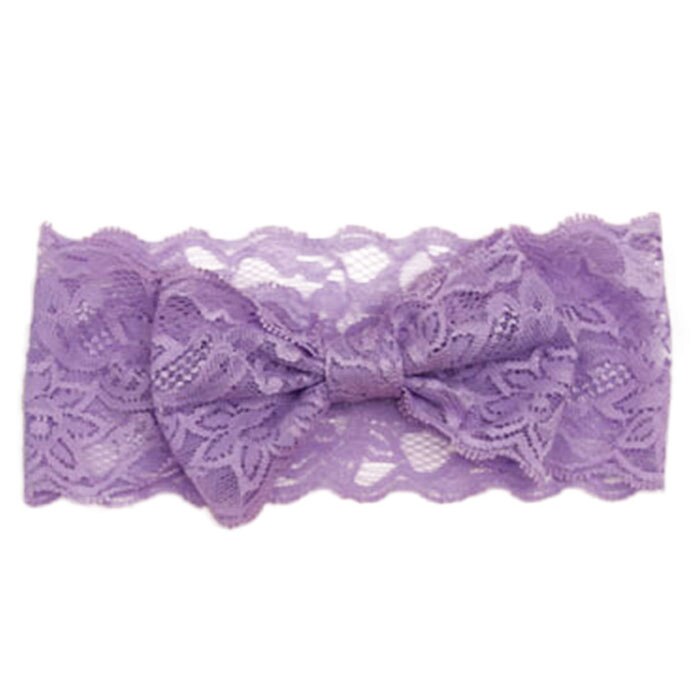 neue Mädchen Spitze Großen Bogen Haar Band Baby Kopf Wrap Band Zubehör Baby Lacos Elastische: purple