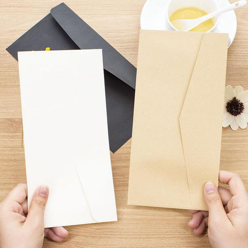 10-20pcs Formal Business Envelope Black White Craft Paper Envelope Mini Message Letter Stationary Card Scrapbook Mailing Bags