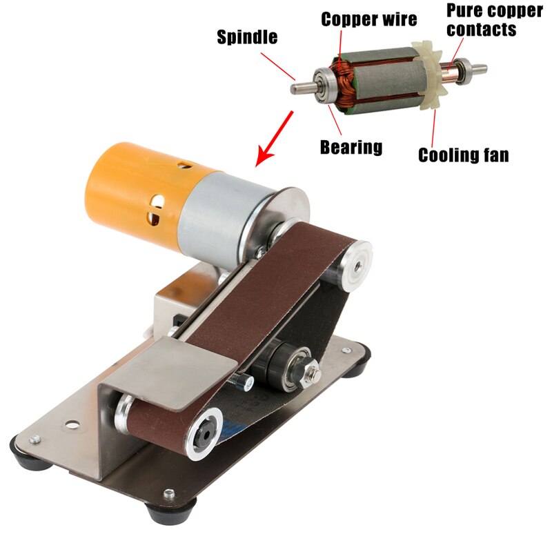 Mini Elektrische Bandschuurmachine Diy Polijsten Slijpmachine Randen Puntenslijper Cutter Multifunctionele Hout Molen 10Pcs Schuurband