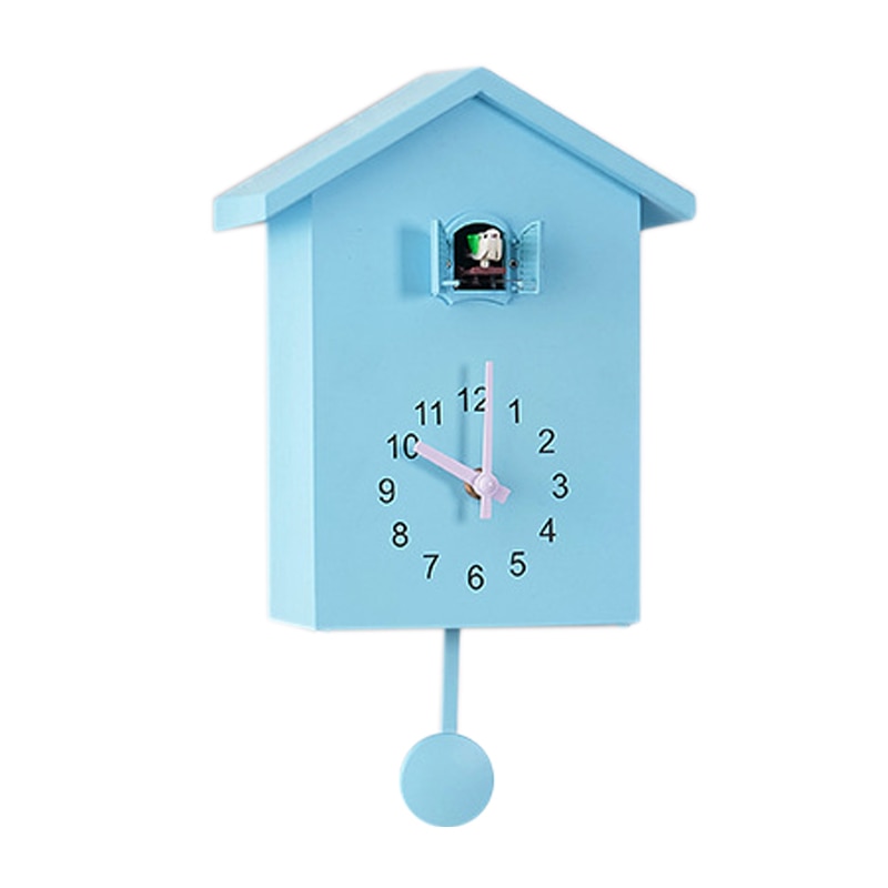 Gjøkur klokke veggklokke- bevegelse hytte-stil, minimalistisk moderne blå: Default Title