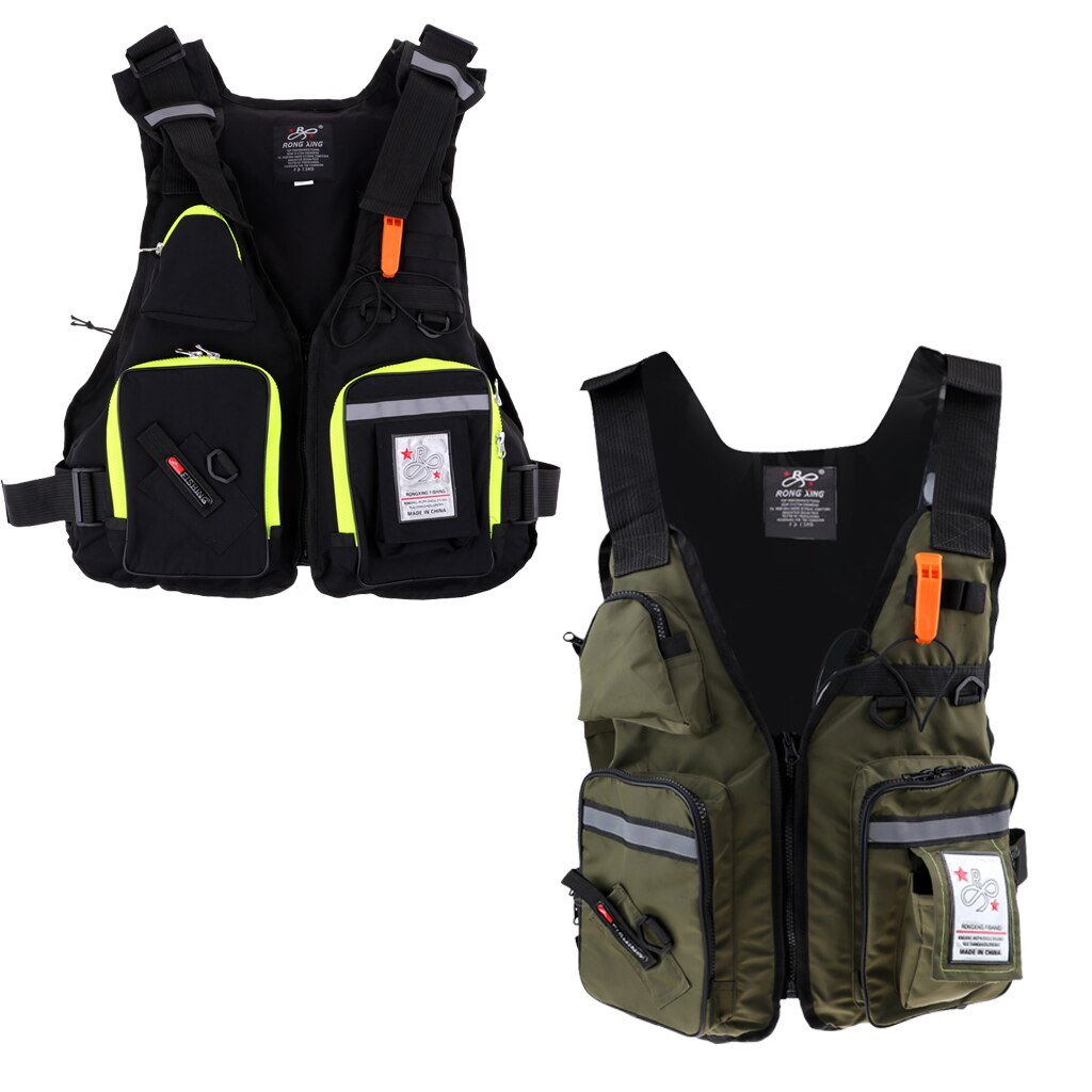 Pesca Kayak canoa vela nuoto sport acquatici all'aperto Multi tasca galleggiante aiuto gilet sicurezza con fischietto
