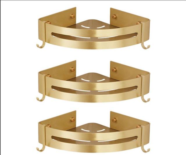 Corner Shelf Wall Mounted Bathroom Shelf Brushed Gold Aluminum Bath Shower Shelf Bath Shampoo Holder Corner shelf: corner shelf 3