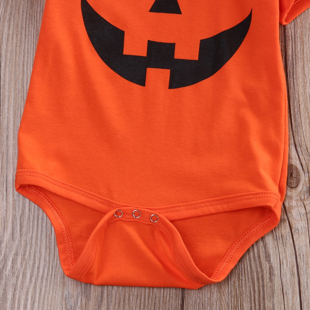 Halloween bébé garçons filles tenues Orange dessin animé citrouille imprimer body enfant en bas âge manches longues/courtes combinaisons 0-24M vêtements