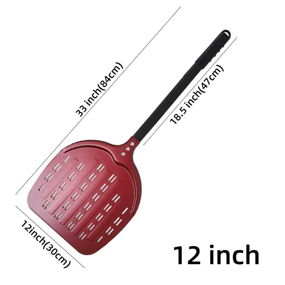 12 13 14 Inch Pizza Schil Lange Steel Draaien Aluminium Pizza Turner Anti-aanbak Bakken Tool Geperforeerde Peddel Keuken accessoire: MULTI