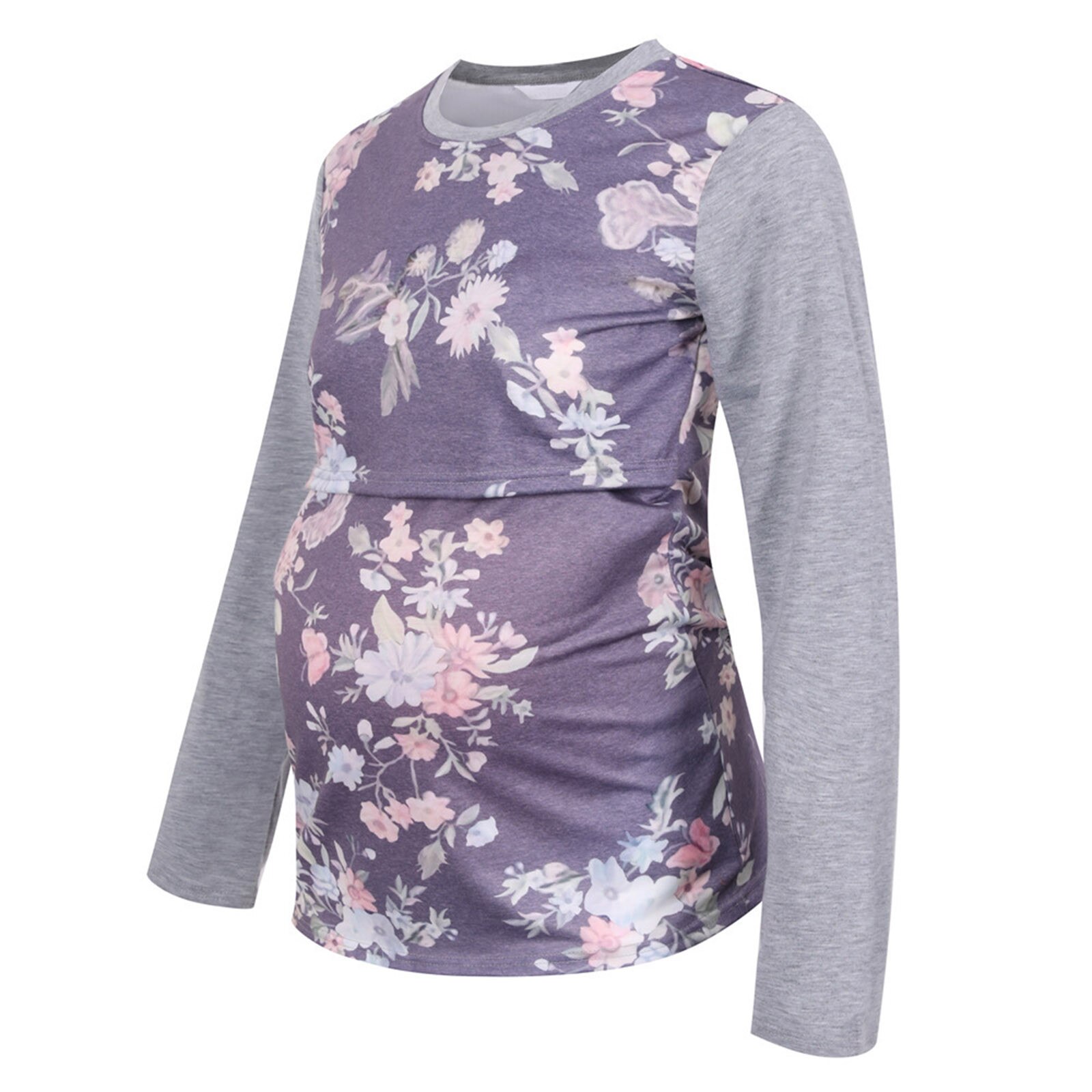 Women Maternity Tops Long Sleeve Mom Pregnant Nursing Baby Floral Maternity Breastfeeding Tops Blouse Casual Clothes Tees Tops