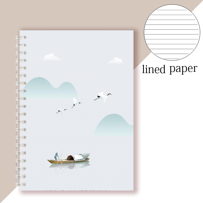 Chinoiserie-Cuaderno en espiral estilo chino para decoración, cuaderno con tapa de tinta de pájaro, árbol, paisaje Retro, Vintage: 6