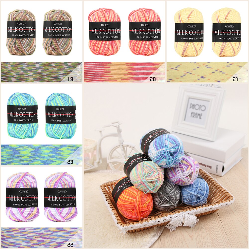 Lot de fils mixtes colorés DK | Coton doux, Lot de 23 couleurs, tricot Crochet, bricolage, fil de coton doux, accessoires de couture pour bébé, 50g