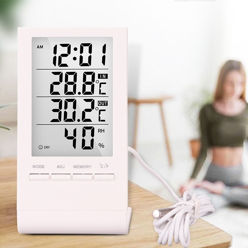 LCD Electronic Digital Temperature Humidity Meter Thermometer Hygrometer Indoor Outdoor Weather Station Clock