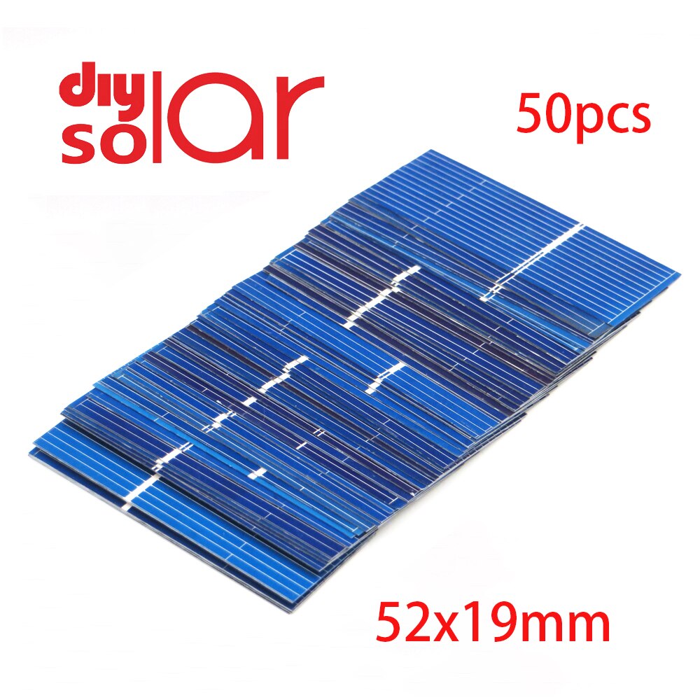 Poly Solar Panels Education Study50 pcs Solar Cells DIY Charger Polycrystalline Battery Charge 6V5V 12V9V C60 5/6 inch Mono: 50pcs 52x19mm