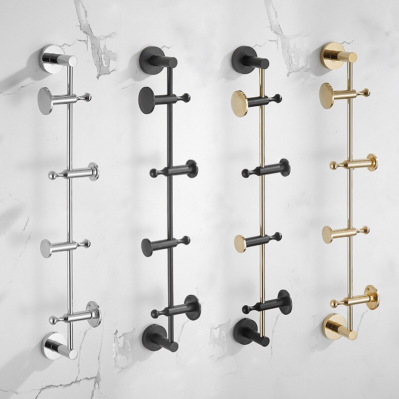 Ellen Roterende Handdoek Haak Badkamer Hardware Slaapkamer Doek Hanger Muur Kapstok Zwarte Goud Afgewerkt ELS05